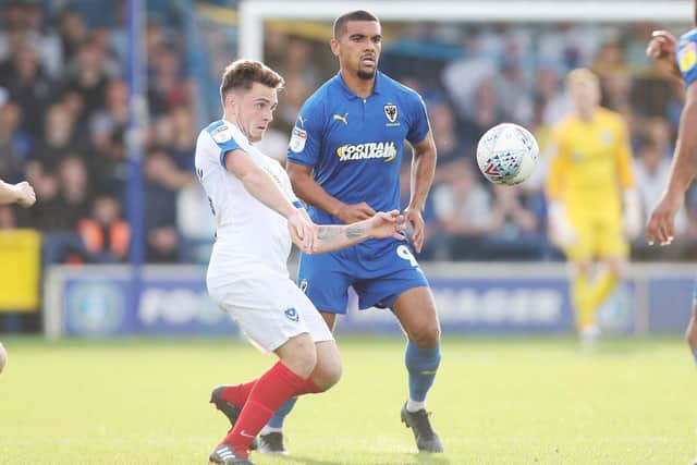 Ben Thompson in action for Pompey against AFC Wimbledon Picture: Joe Pepler