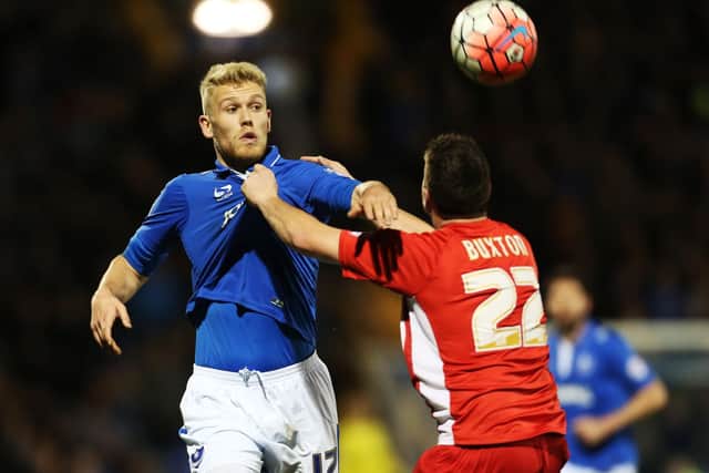 Jayden Stockley in Pompey colours against Accrington in December 2015. Picture: Joe Pepler