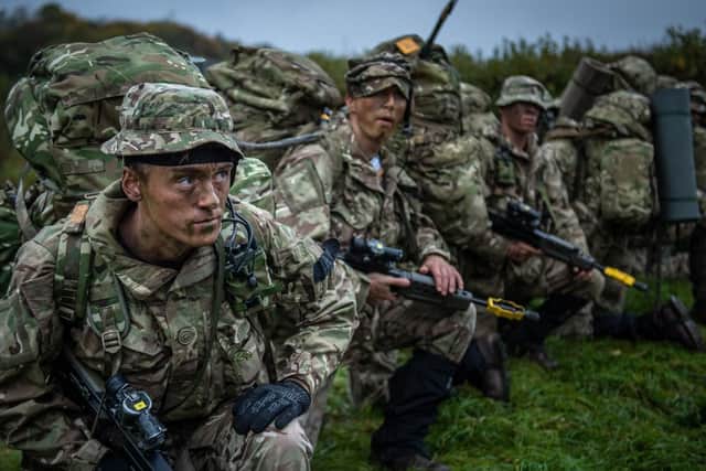 British Army soldiers taking part in the annual Cambrian Patrol exercise whilst contending with Storm Callum. Photo: PA