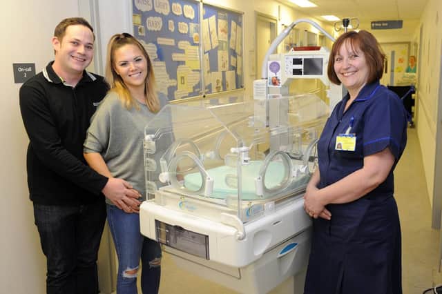 From left, Ryan Bendon, Robyn Bendon and Senior Sister Joanne Church at the NICU at QA in Portsmouth
Picture: Malcolm Wells (180328-2644)