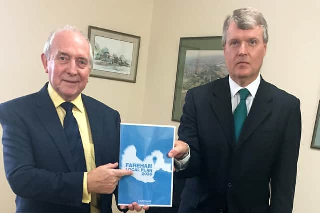 Cllr Keith Evans and Cllr Sean Woodward with the Fareham Draft Local Plan 2036