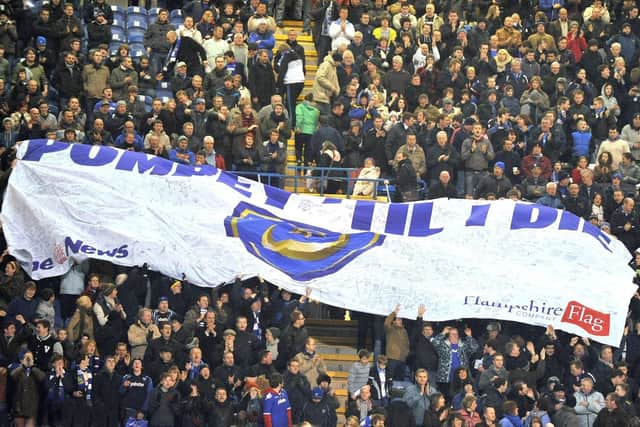 Portsmouth fans in Fratton End at Fratton Park. Picture: Steve Reid