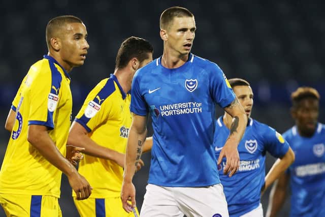Oli Hawkins in Carabao Cup action against AFC Wimbledon earlier in the season. Picture: Joe Pepler