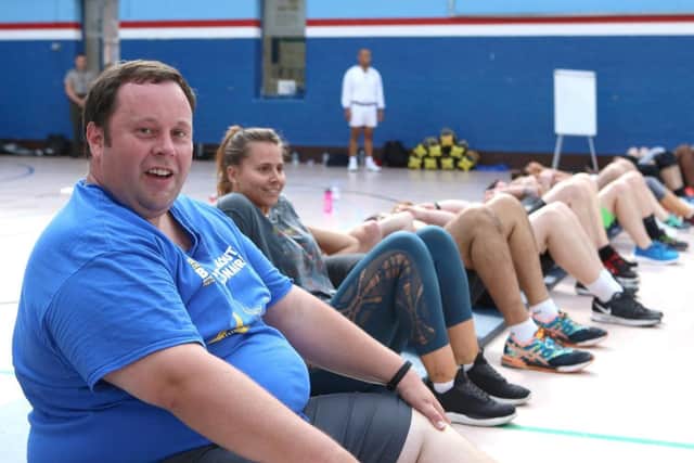 The Lord Mayor of Portsmouth, councillor Lee Mason, during an exercise session with the Royal Navy at HMS Nelson