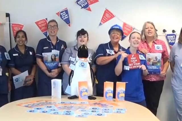 Respiratory staff from Queen Alexandra Hospital have created a song to encourage people to get the flu vaccination