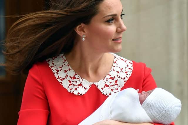 Immaculate: The Duchess of Cambridge just hours after giving birth to Prince Louis