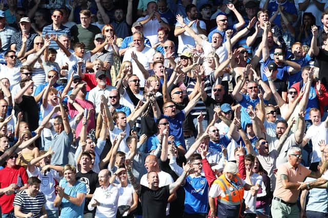 Pompey fans are to be rehoused in the Milton End as part of a two-game trial. Picture: Joe Pepler