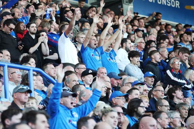Pompey fans at Fratton Park today against Fleetwood. Picture: Joe Pepler