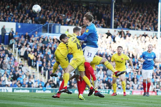 Tom Naylor heads the ball back across goal for Oli Hawkins (not pictured) to grab the winner. Picture: Joe Pepler