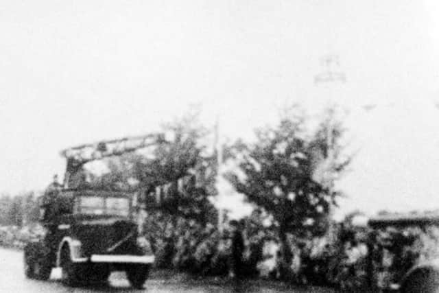 The Amalon MoD crane on parade, perhaps at Southsea in 1945.