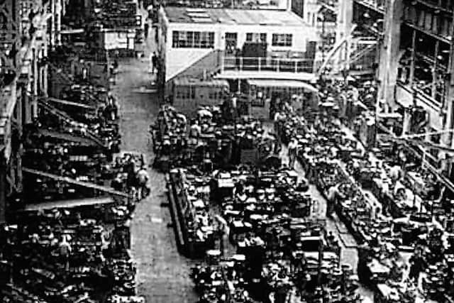 Inside the MED building at Portsmouth dockyard which employed more than 1,000 men. Photograph: Edwin Amey Collection