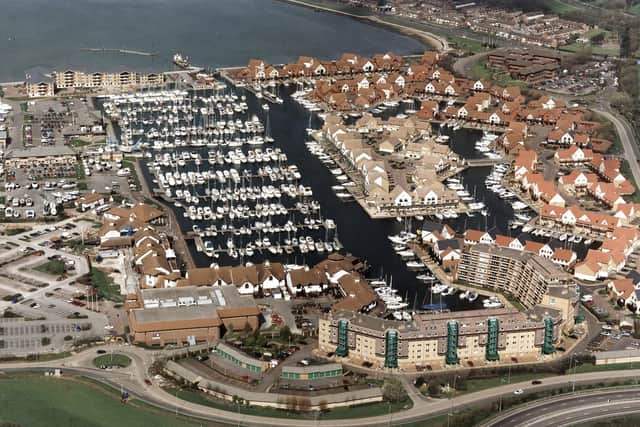 A file aerial photo of Port Solent from circa 2003