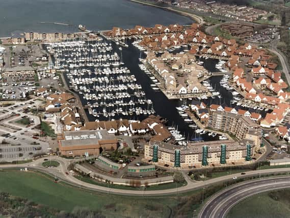 A file aerial photo of Port Solent from circa 2003
