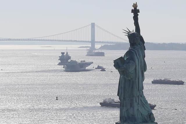 HMS Queen Elizabeth arriving in New York City. Picture: LPhot Kyle Hellers/Royal Navy/MoD/Crown copyright/PA Wire