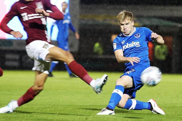 Damien McCrory in action for Pompey against Northampton last season