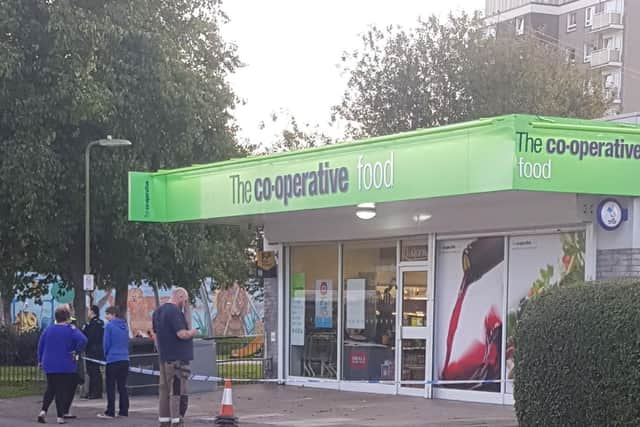 Co-op on St Albans Road, Havant, taped off by police following a robbery