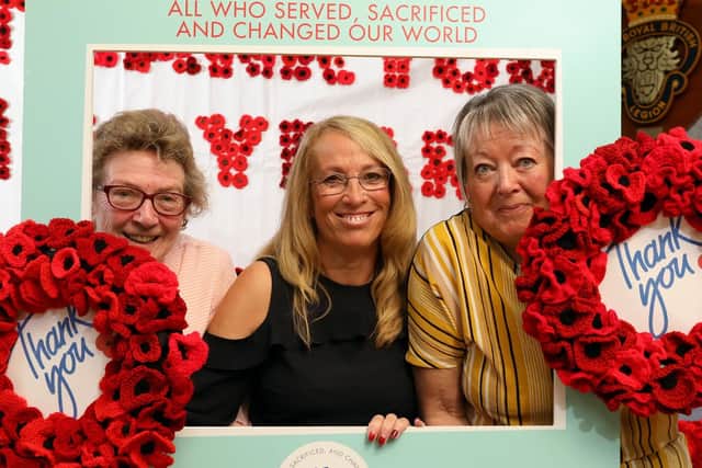 From left, Sue Murr, Maz Abbott and Sue Gillingham with a thank you to those who gave their lives Picture: Chris Moorhouse