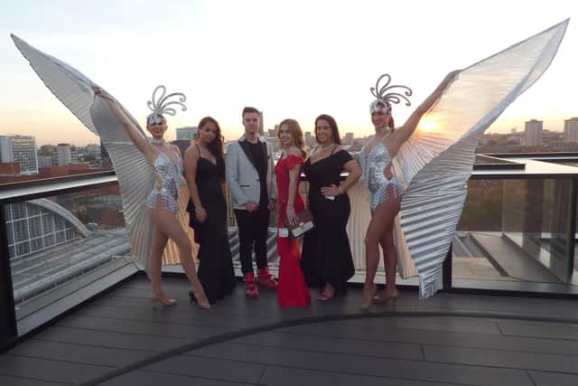 With the showgirls are, from left, Jessica, Lewis, Chloe and Emma Hine Picture: Ellie Pilmoor