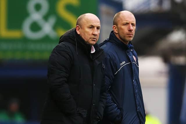 Accrington boss John Coleman, left