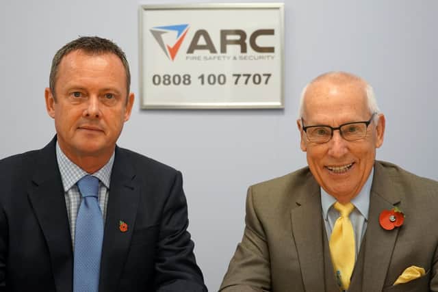 Sponsors Andy Burridge MD and Alan Simpson CEO from ARC Fire Safety in Park Gate