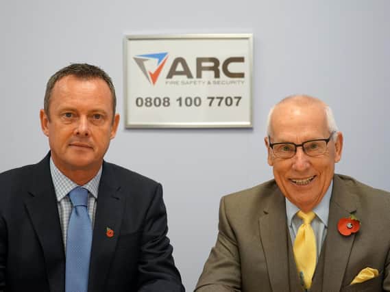 Sponsors Andy Burridge MD and Alan Simpson CEO from ARC Fire Safety in Park Gate