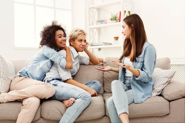 Women talk about meaningful things, men usually don't.