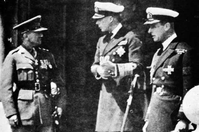 King Edward VIII in Portsmouth with, right, Lord Louis Mountbatten and Lt-Col WW Jefferd.