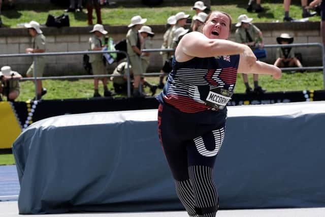 Pictured is Team UK shotputter Emma McCormick throwing her gold medal winning shot.
The Invictus Games are being held in Sydney.