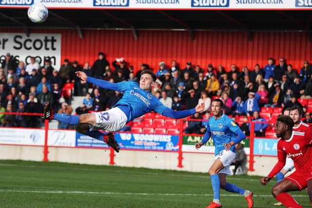Pompey's Ben Thompson against Accrington Stanley. Picture: Joe Pepler