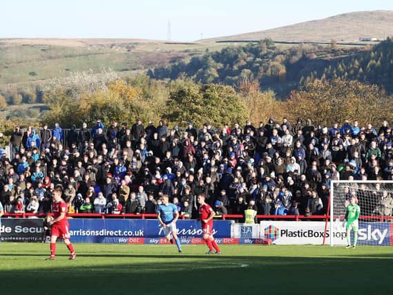 Pompey fans at the Accrington Stanley game. Picture: Joe Pepler
