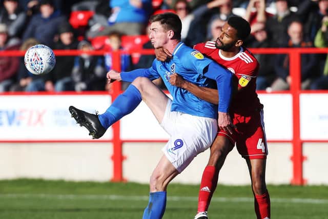 Oli Hawkins was a handful for Accrington on Saturday. Picture: Joe Pepler