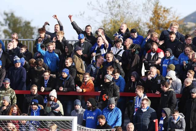 Members of the Fratton faithful at Accrington