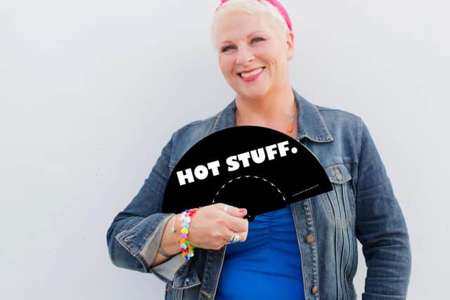 Louise Bowditch with her Fan Fatale for women going through the menopause?