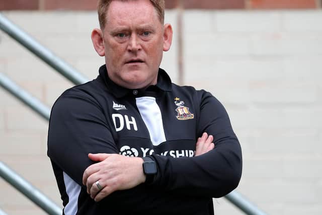 David Hopkin's struggling Bradford host Pompey on Saturday