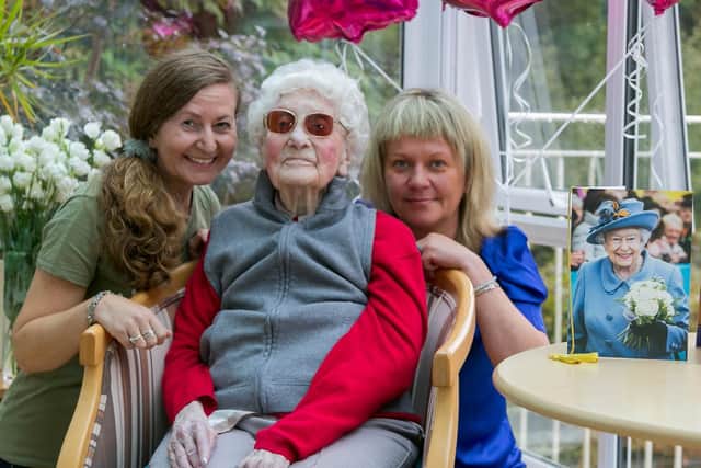 Mary with her two granddaughters Luisa Stallard (left) and Daniela Molyneux. Picture: Mark Rutley Photography