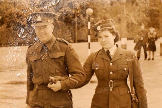 Lillian, left, and her husband John 'Vic' Hurley. John is in the Canadian army uniform and Lillian in the WAAF's.