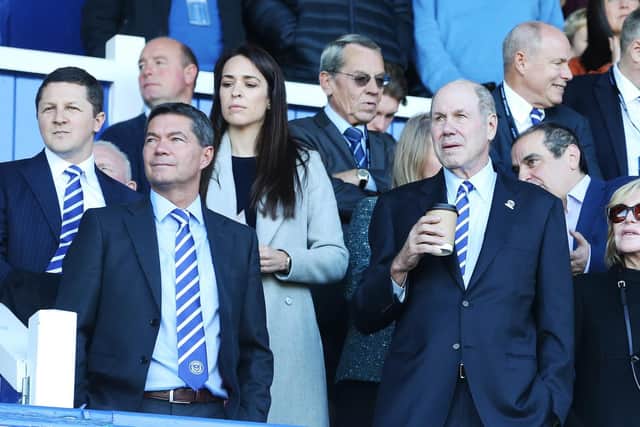 Board member Andy Redman (far left) attended Pompey's recent match with Fleetwood. Picture: Joe Pepler