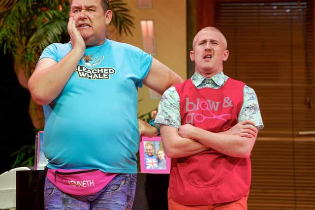 Tony Maudsley as Kenneth and Adam Gillen as Liam in Benidorm Live. Picture by Paul Coltas.