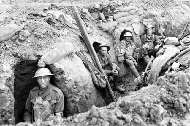 Soldiers in a trench WW1