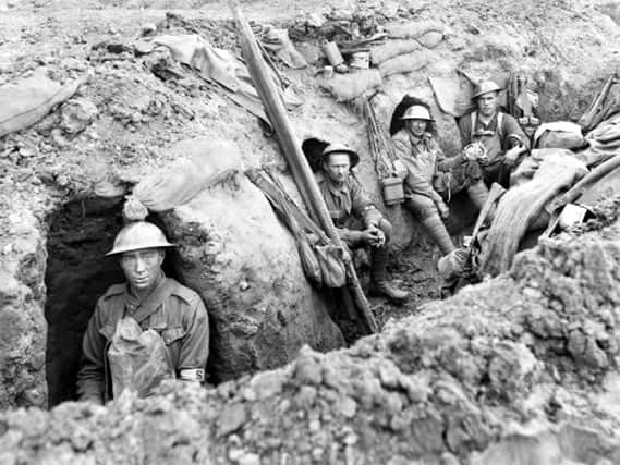 Soldiers in a trench WW1