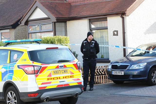 Police in Southcroft Road, Gosport, after a man was found dead. Picture: Sarah Standing