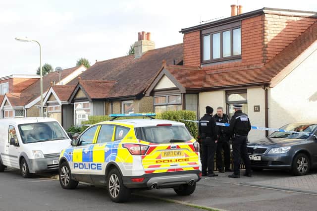 Police outside the bungalow in Southcroft Road, Gosport, on Tuesday, October 30 after Dr Barry Hounsome was found dead on Monday. Picture: Sarah Standing