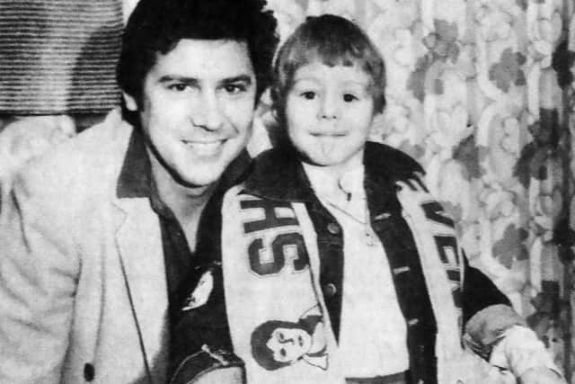Robert McGinn with Shakin Stevens outside his dressing room in Portsmouth Guildhall.