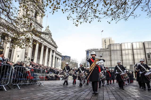 Royal Marines Band at the Guildhall square, Portsmouth during a remembrance service. Picture: LPhot Sam Seeley
