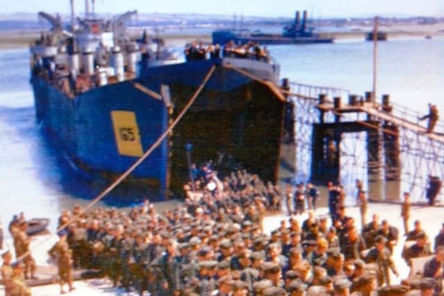 German prisoners being offloaded at Hardway, Gosport, 1944.
