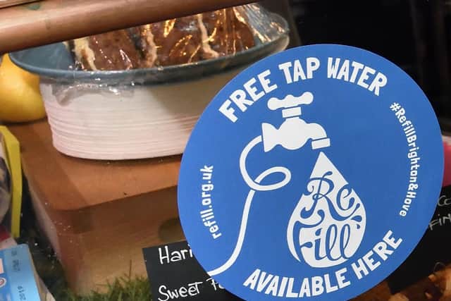 The Refill sticker businesses can put in their window