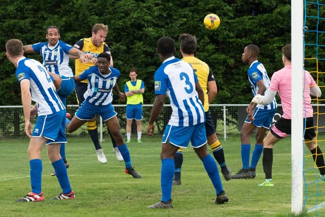 Sam Pearce scored with a header. Picture: Keith Woodland
