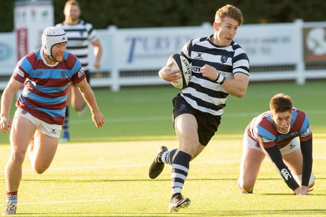 Captain Joel Knight gets away for a Havant try on the fantastic new Hooks Lane surface. Picture: Keith Woodland