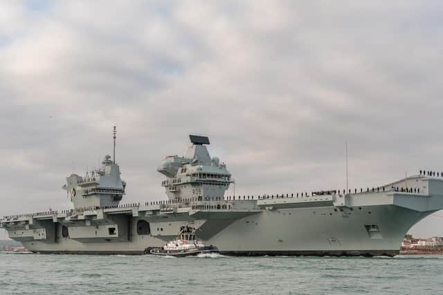 HMS Queen Elizabeth leaving Portsmouth. Picture: Shaun Roster
