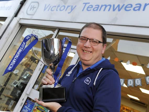 Mark Hooper has been at Victory Trophies on Kingston Road, Portsmouth, Hampshire now in excess of 30 years. Picture by: Malcolm Wells
